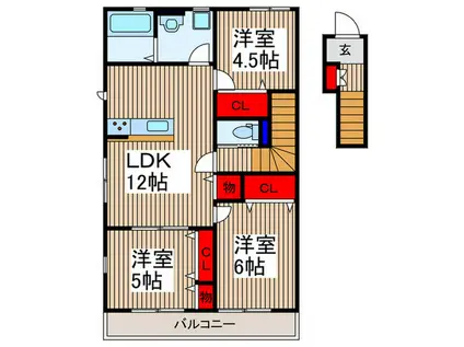 リーブルファイン南平野(3LDK/2階)の間取り写真