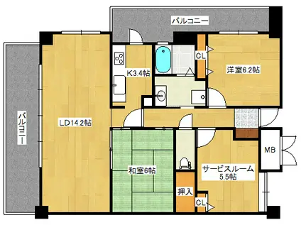 レゾナンス庚午(3LDK/3階)の間取り写真