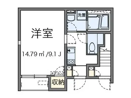 ヒルズ KSM(1K/1階)の間取り写真