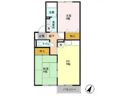 コーポ・ラ・シエル(2DK/1階)の間取り写真