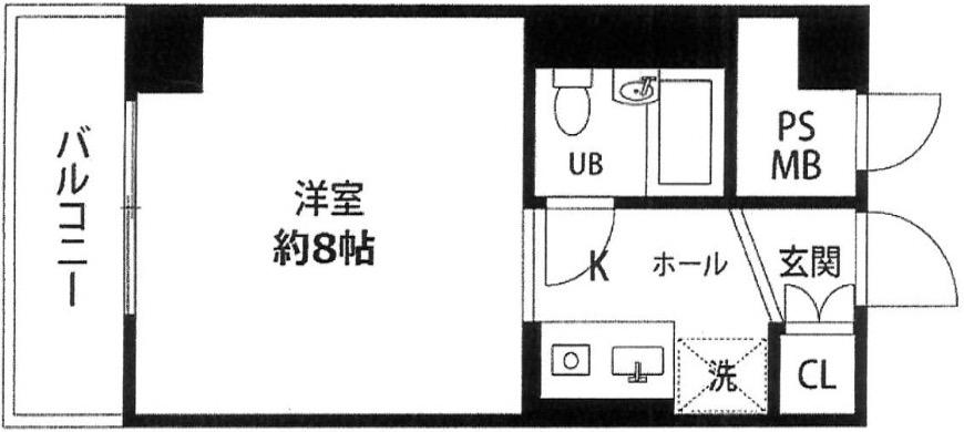 ライオンズマンション中之島(1K/4階)の間取り写真