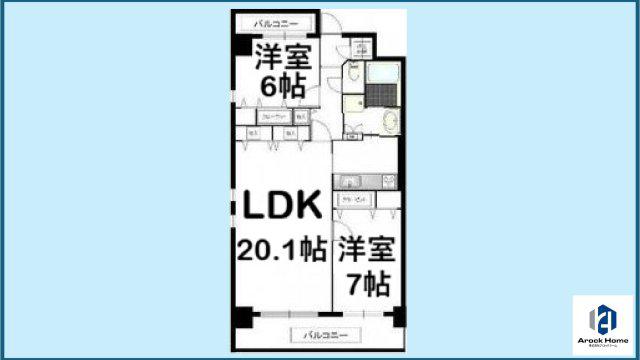 ティンガーラ石川橋(2LDK/4階)の間取り写真