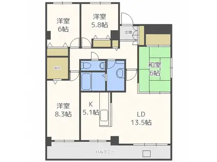 クリオ行啓通参番館(4LDK/10階)の間取り写真