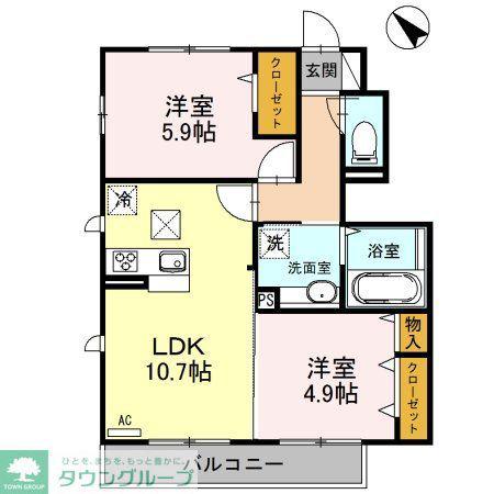 和み III(2LDK/1階)の間取り写真