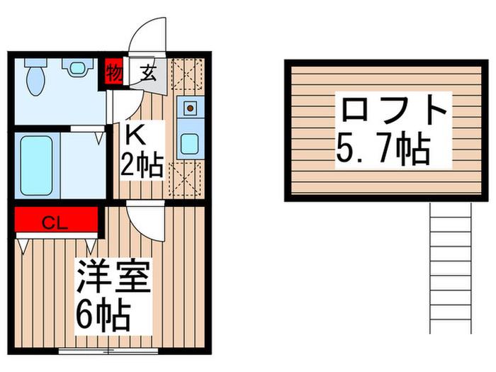 ビジュー北千住レジデンス(1K/2階)の間取り写真
