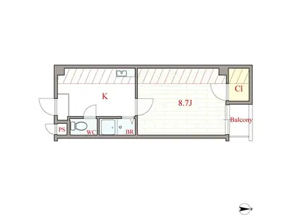 ベルフレージュ北堀江(1K/13階)の間取り写真