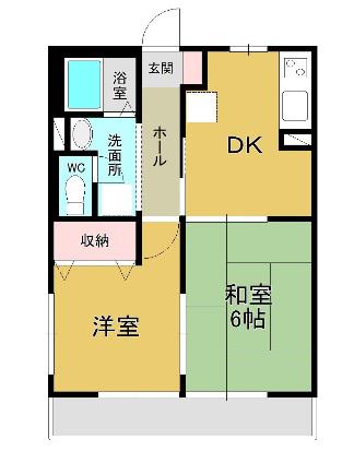 ハイムカトレアC棟(2DK/2階)の間取り写真