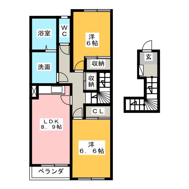 カメリアス(2LDK/2階)の間取り写真