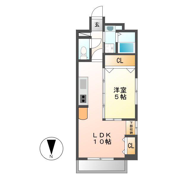 エルザ センティア筒井(1LDK/4階)の間取り写真