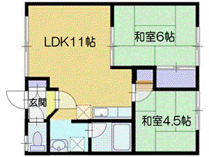 福寿荘(2LDK/1階)の間取り写真