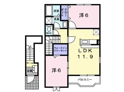 ポルト・ソラーナII(2LDK/2階)の間取り写真
