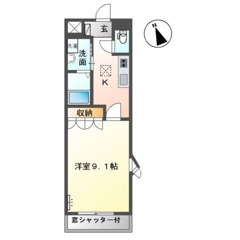フォルティア(1K/1階)の間取り写真