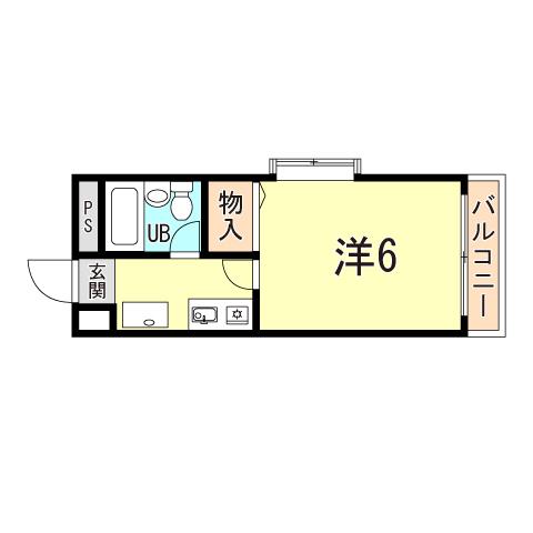 フラット甲東I(1K/3階)の間取り写真