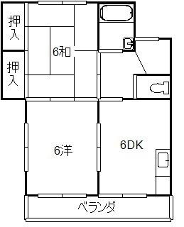 ロイヤルハイツ 301(2DK/3階)の間取り写真
