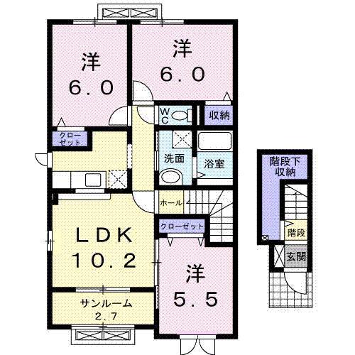 グラン・ノワールII(3LDK/2階)の間取り写真