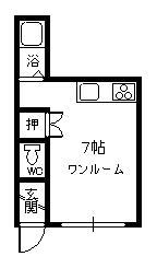 マジョリカA・B(ワンルーム/1階)の間取り写真