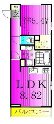 エスポワール(1LDK/1階)の間取り写真