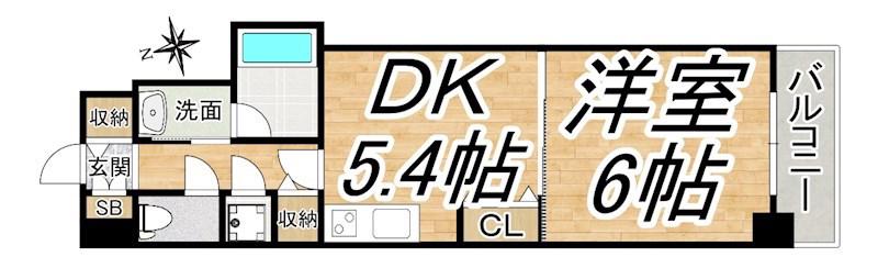 クリーデンス福島(1DK/7階)の間取り写真