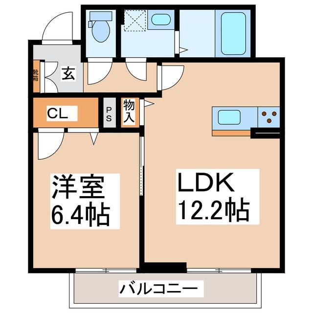 レシエルR棟(1LDK/1階)の間取り写真