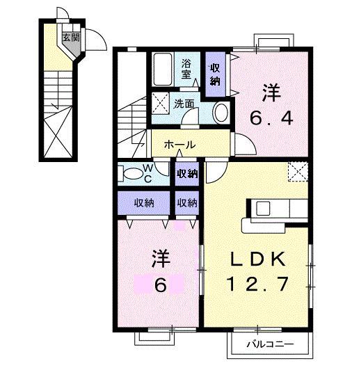 GARDEN HILLS(2LDK/2階)の間取り写真