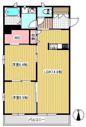 ジュメル(2LDK/1階)の間取り写真