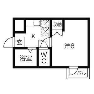 ビューパレス越路(1K/3階)の間取り写真