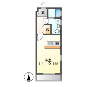 NEST黒川(1K/1階)の間取り写真