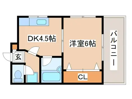 ソレイユパレス(1DK/3階)の間取り写真