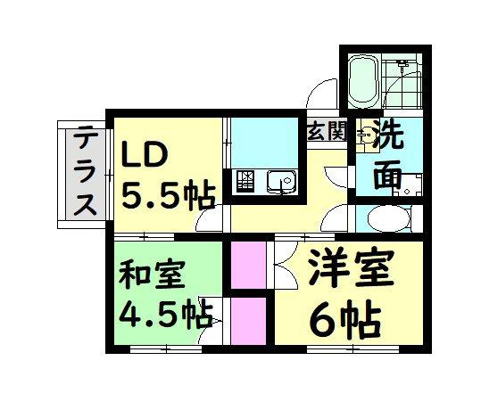 グリーンパーク浜寺(2LDK/1階)の間取り写真