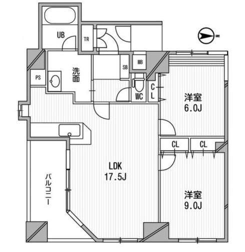 アーデンタワー北堀江(2LDK/15階)の間取り写真