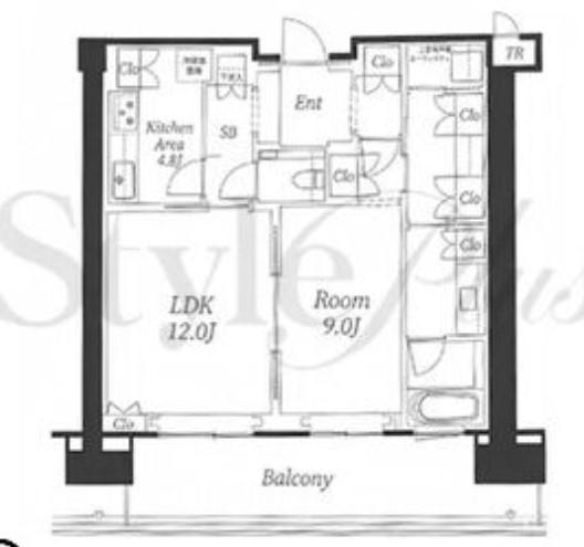 グラングリーン大阪 THE ノース RESIDENCE(1LDK/22階)の間取り写真
