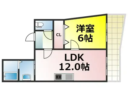 イル・ソーレ九条(1LDK/3階)の間取り写真