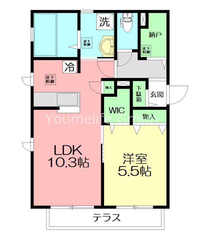 リバージュ元町II(1LDK/1階)の間取り写真
