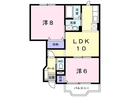 アウローラ I(2LDK/1階)の間取り写真