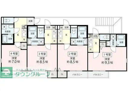 NEXUS I(1K/1階)の間取り写真