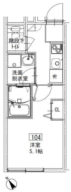 ソルナクレイシア吉祥寺(1K/1階)の間取り写真