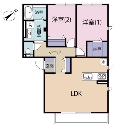 GRAND HILL清水I(2LDK/3階)の間取り写真