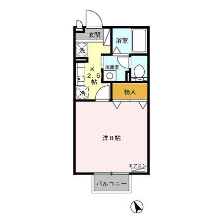 リブレット(1K/2階)の間取り写真
