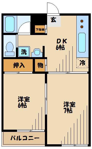 柴崎ピアコート(2DK/2階)の間取り写真