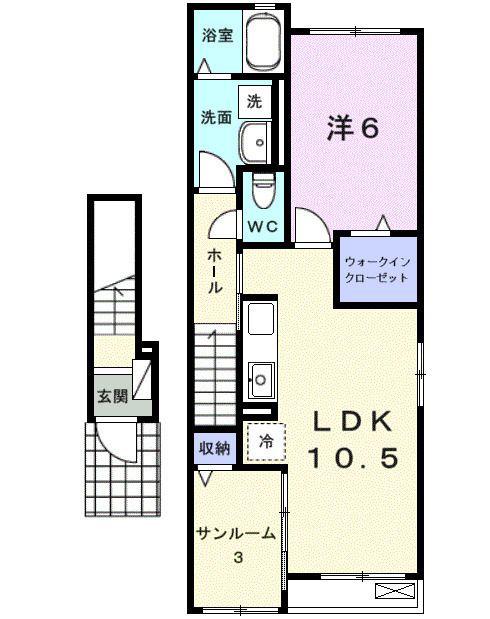 フェリーチェ東天王町I(1LDK/2階)の間取り写真