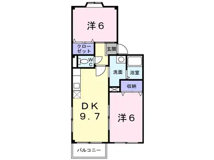 アンシャンテ(2DK/2階)の間取り写真
