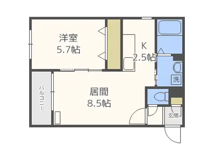 POLARISIII(1LDK/3階)の間取り写真