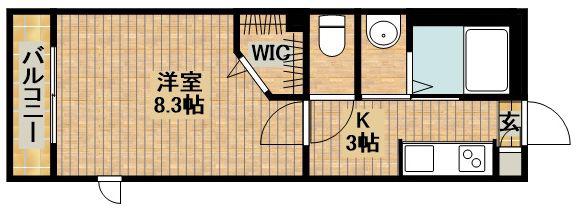 ベルテ新城(1K/1階)の間取り写真