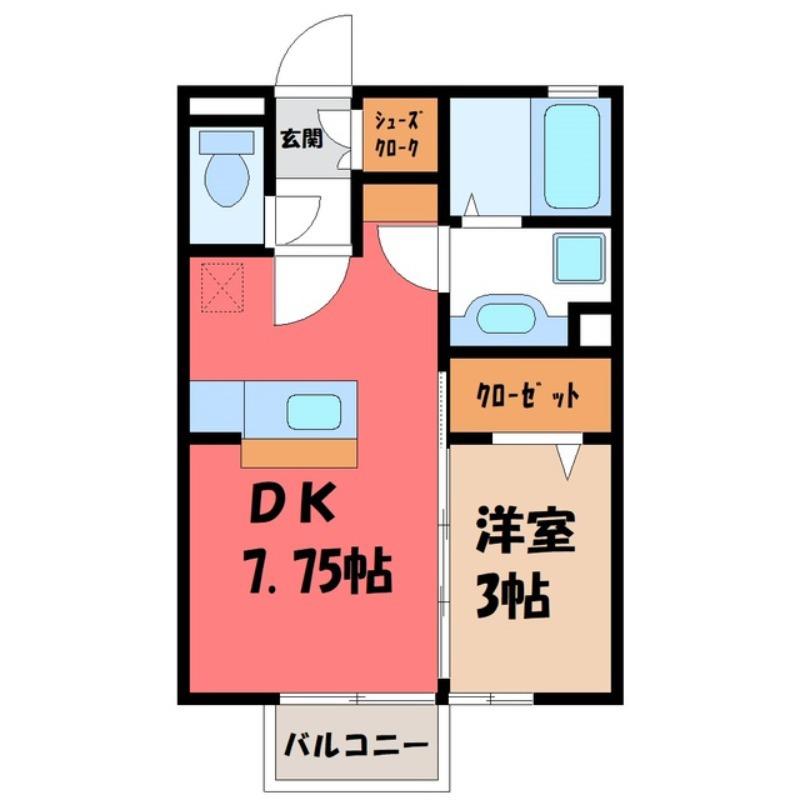 メイユールヒル 一里(1DK/1階)の間取り写真