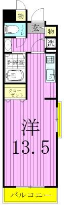 アレグレット掃部宿(ワンルーム/10階)の間取り写真