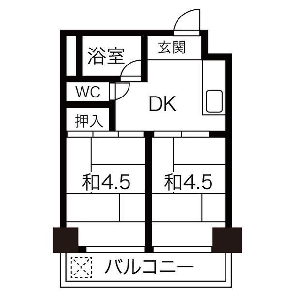 向陽ビル(1LDK/7階)の間取り写真