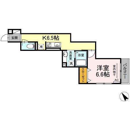 コンフォート新治(1K/3階)の間取り写真