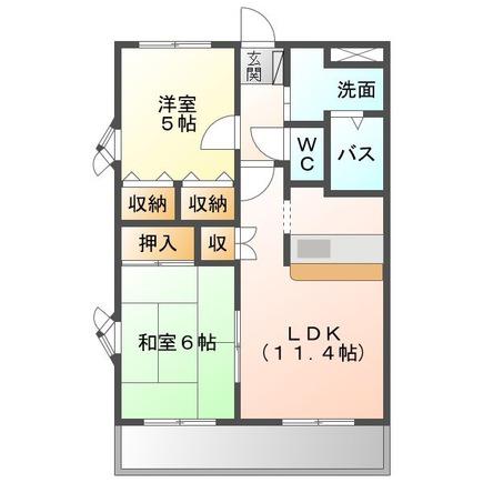 リブヒルズ(2LDK/1階)の間取り写真