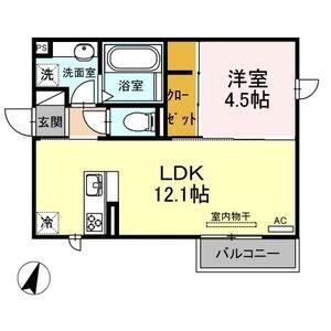 ランド花(1LDK/2階)の間取り写真