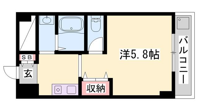 飾磨中村コーポ(1K/3階)の間取り写真
